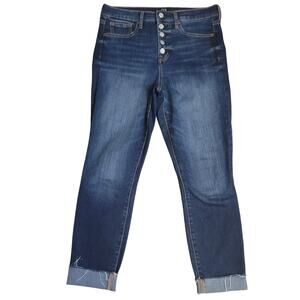 Gap 1969 Womens Button Fly Jeans 8 29" Slim Straight Crop Cuffed Y2K Denim